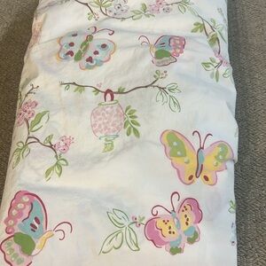 Pottery Barn Kids Butterfly Cherry Blossom Queen top sheet 100% organic cotton